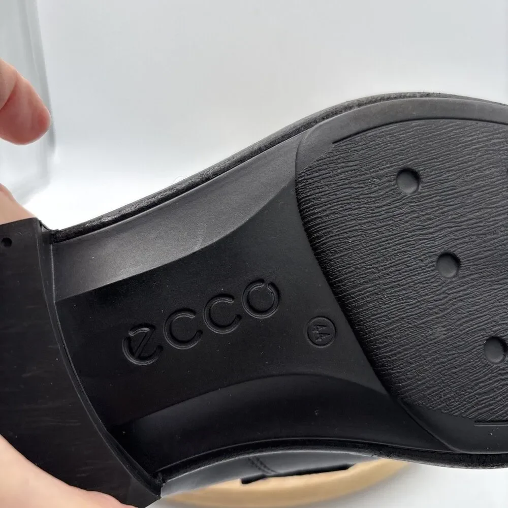 Ecco Stealth Artisan Mens Black Leather Penny Loafer Comfort Slipon Dress sz 10